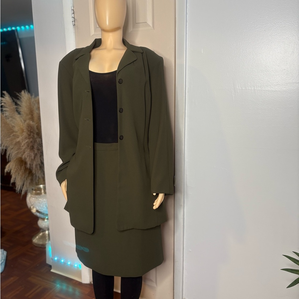 Jessica London Dark Green Blazer and Skirt Set
